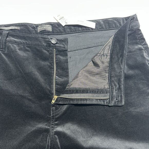 Talbots Woman’s Black Velveteen Straight Leg Pants 22W Slimming Panel NWT - Picture 3 of 8